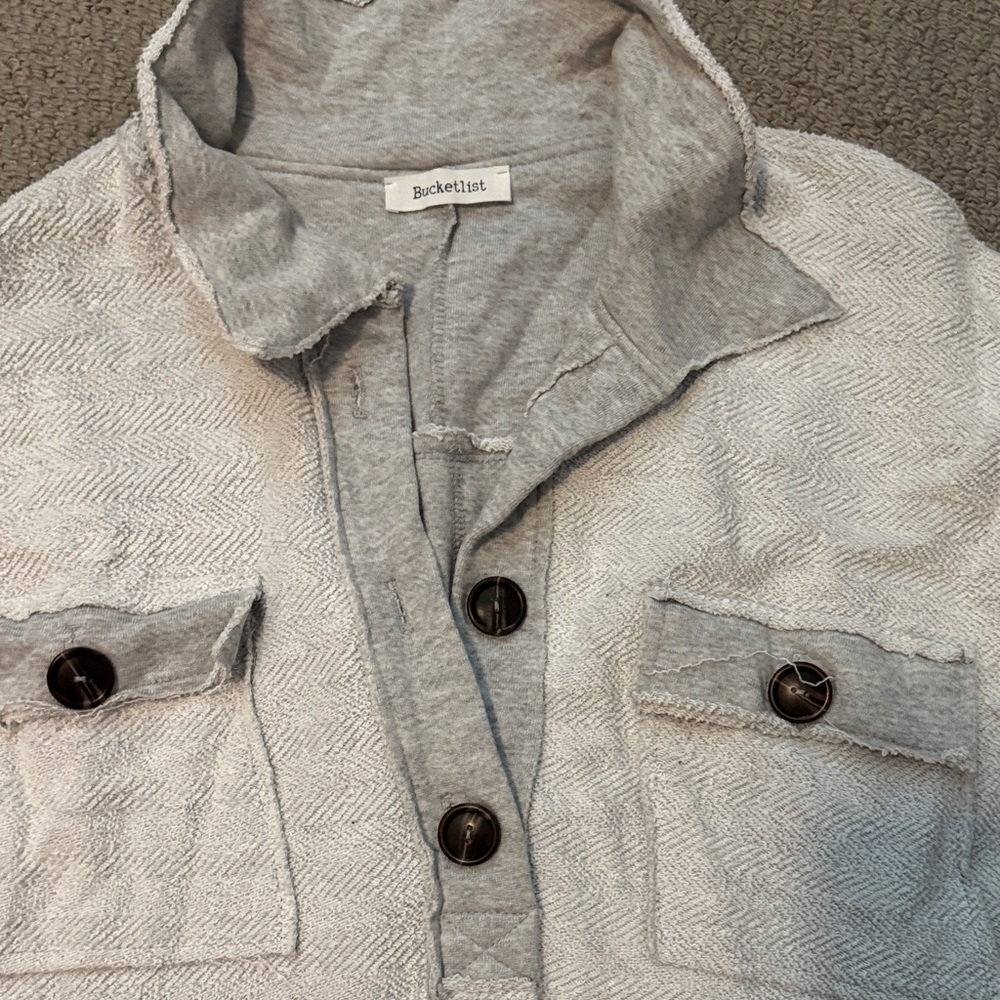 Gray Half Button Oversized Sweatshirt - image 3